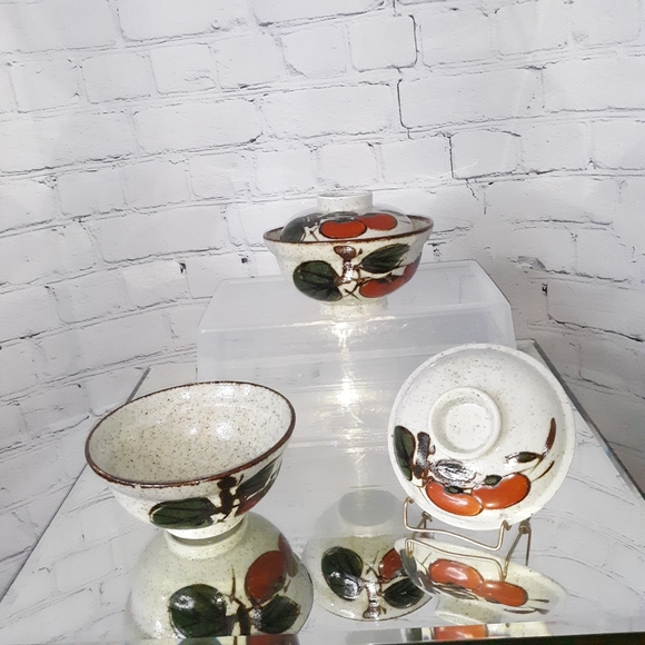 VTG OTAGIRI Stoneware Persimmon Covered Bowls…